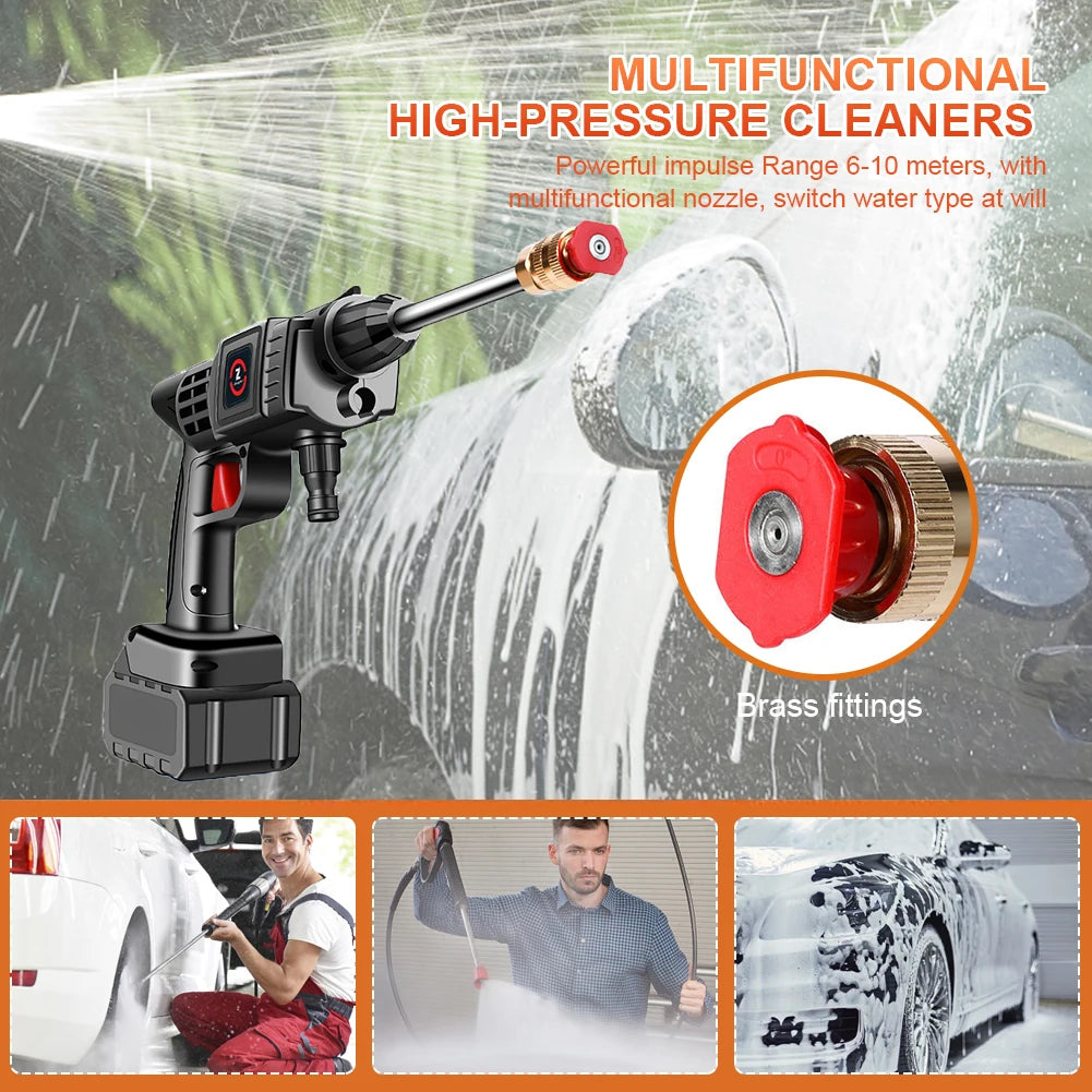 200W 50Bar Cordless Lavadora de carros de alta pressão com pistola de água em spray com bateria de 20000mAh Gerador de espuma Máquina de lavar carros para uso doméstico