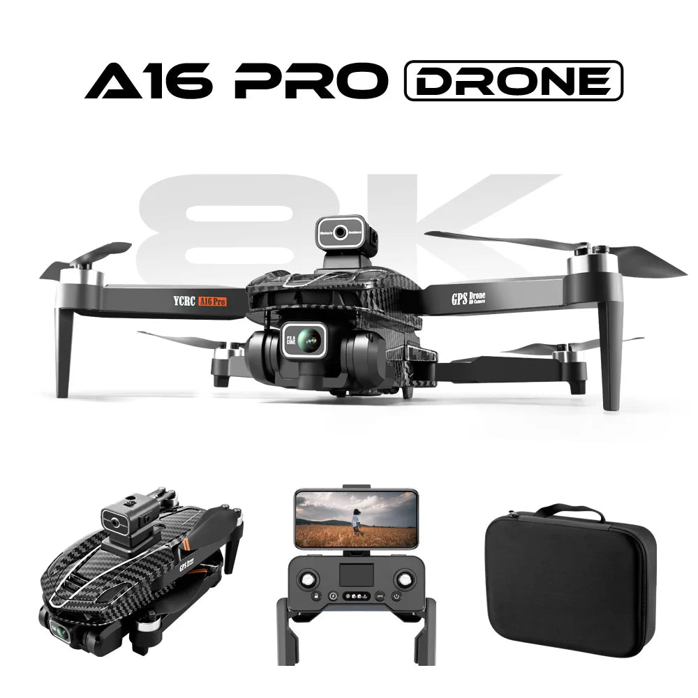 A16 PRO Drone 4K Profesional GPS FPV Dual HD Camera Drones With Brushless Motor 5G WiFi RC Quadcopter Toys VS SG108 Pro KF102