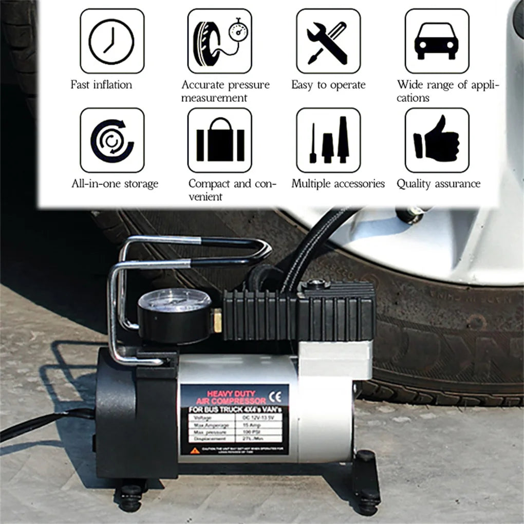 12V 220V Compressor de ar Bomba infladora portátil para carro Bomba infladora de energia de dois cilindros Bomba de pneu para motocicleta e carro Acessórios para carro