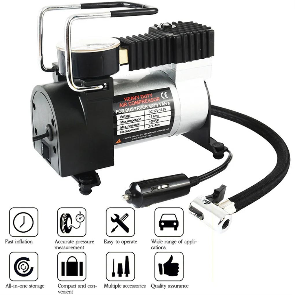12V 220V Compressor de ar Bomba infladora portátil para carro Bomba infladora de energia de dois cilindros Bomba de pneu para motocicleta e carro Acessórios para carro