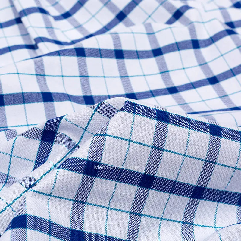 2023 100% Algodão Puro Homens Oxford Manga Curta Colarinho Quadrado Xadrez Suave Listrado verão Camisas Casuais Bolso Único