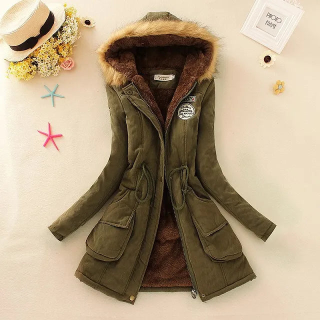 2023 Casaco de Algodão Casaco Acolchoado Casual Magro Casaco Emboridery Capuz Parkas Acolchoado Sobretudo Quente Moda Parkas