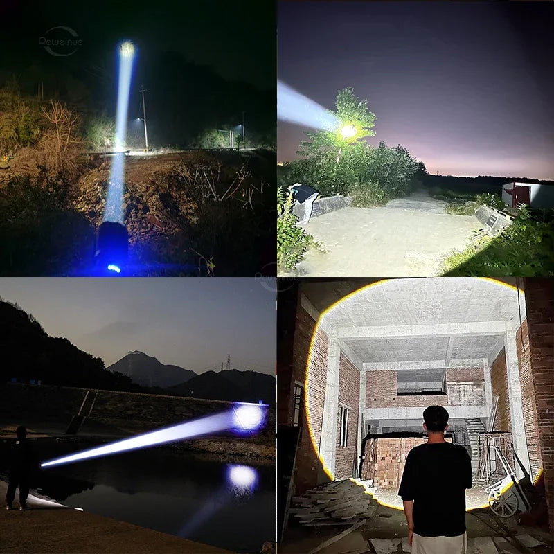 Lanterna de LED recarregável de alta potência 1000000LM Trabalho 26H Iluminação 2000M Lanterna de LED ultrapoderosa com lanterna magnética